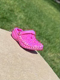 Image 2 of Dark Pink Bedazzled Croc Keychain 