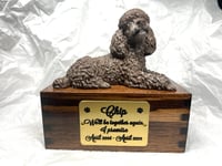 Image 1 of Custom Engraved White Poodle Urn Wings Angel Pet Portrait Cremation Ashes