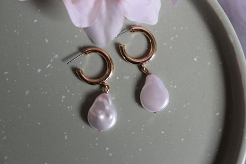 Image of Pearl Drop Hoops