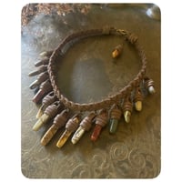 Image 1 of The Empress Necklace - Mixed Jaspers and Dusty Brown Leather Quatre