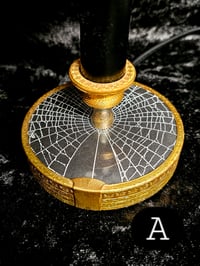 Image 4 of Black and gold Vintage Vanity lamp   - Real preserved spider webs 