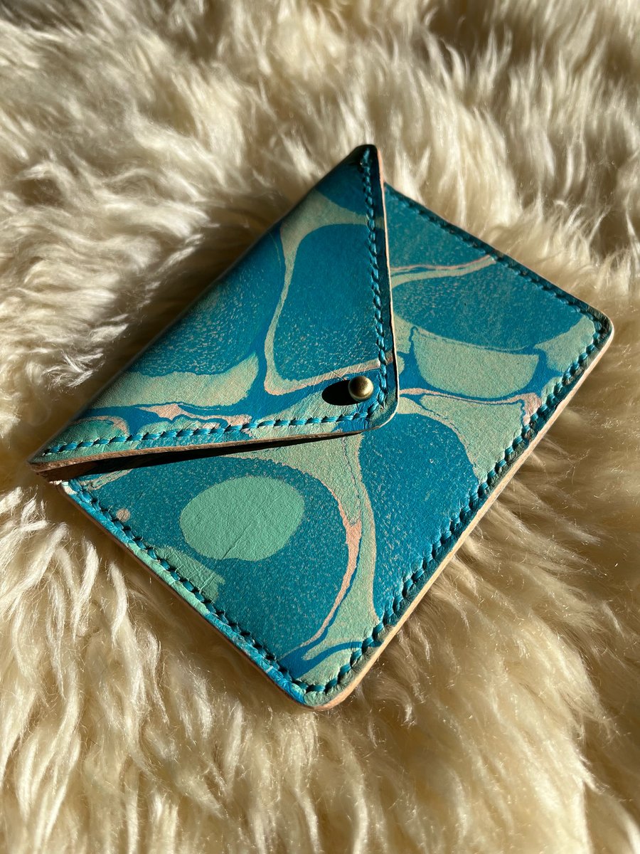 Image of Aqua Marbled Envelope Card Wallet 