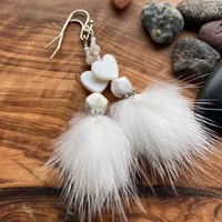 Image 2 of Mink Poofs with Shell Hearts and White Turquoise - Qunukamken Collection 