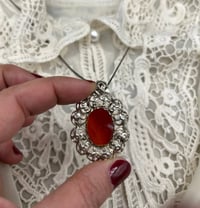 Image 1 of Magnifique pendentif en argent massif et cornaline! 1960.