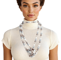 Image 2 of IVORY GREY GOLD GLASS PEARLS