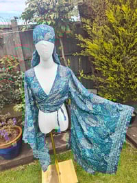 Image 22 of Pefkos co ord sarong set Turquoise tassels 