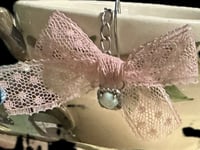 Image 2 of  Genuine Opal Stone and Pink Lace Ribbon Tea Strainer Steeper Infuser