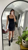 Velvet strap mini dress with split 