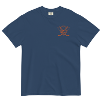 Skateful Dead Hockey Stealie - Embroidered Comfort Colors Tee (Navy/Orange)