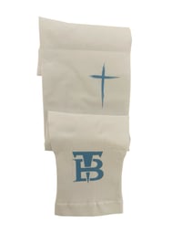 Image 1 of White sleeve with baby blue TB logo 