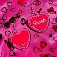 Image 3 of Trash Heart Valentines Earrings