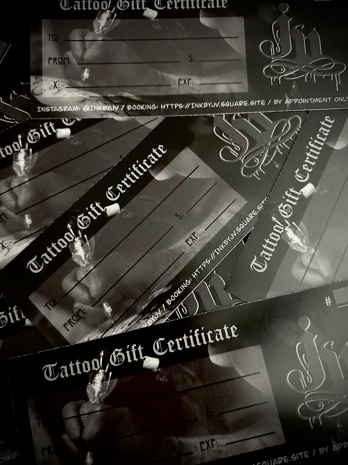 Tattoo Shop Gift Certificate Template Grey  Doc Formats  Certificate  templates Gift certificate template Tattoo shop