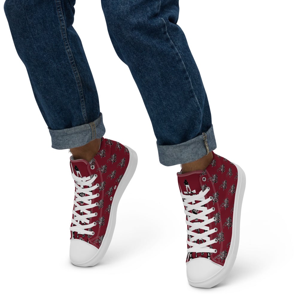 Image of Y$trezzy's 1.1s Special Edition Burgundy, Black and White High Top Shoes