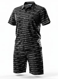 Image 1 of YB Black All Over Print Essential Short Set