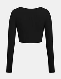 Image 5 of Basic Plain Ruched Square Neck Crop Top 