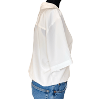 Image 3 of Vintage 1980s does 1940s White Embroidered Lace Button Up Short Sleeve Top - Size 10 