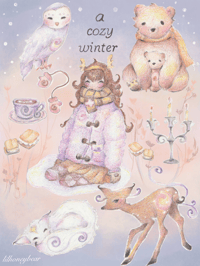 Image 1 of a cozy winter sticker sheet 