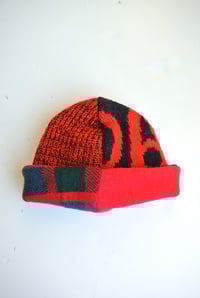 Image 1 of Upcycled Reversible Beanie Red Cashmere