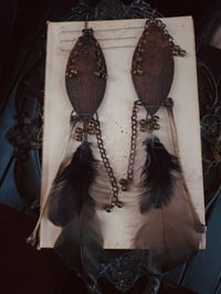 Image 1 of Empress feather & bone earrings 