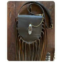 Image 3 of The Devana Fringe Crossbody - Thick Chocolate Brown Leather 