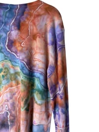 Image 3 of L Unisex Adult Waffle Long Sleeve Shirt in Earthy Rainbow Geode Ice Dye