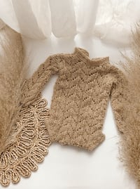 Image 2 of Knitted baby set for photoshoot | 0-3 months |  beige tones
