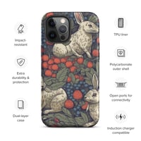 Image 15 of Boho Nature Cottagecore Inspired White Rabbits Among Berries Tough Case for iPhone®