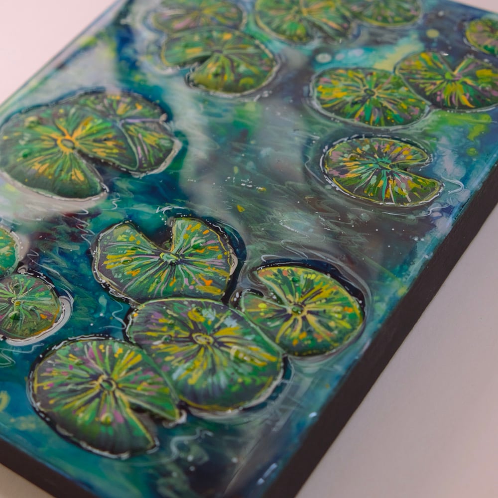 Image of 🪷 LILY POND STUDY ✧ Original 3D Mixed Media Painting