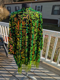 Image 1 of Uranium velvet fringe kimono