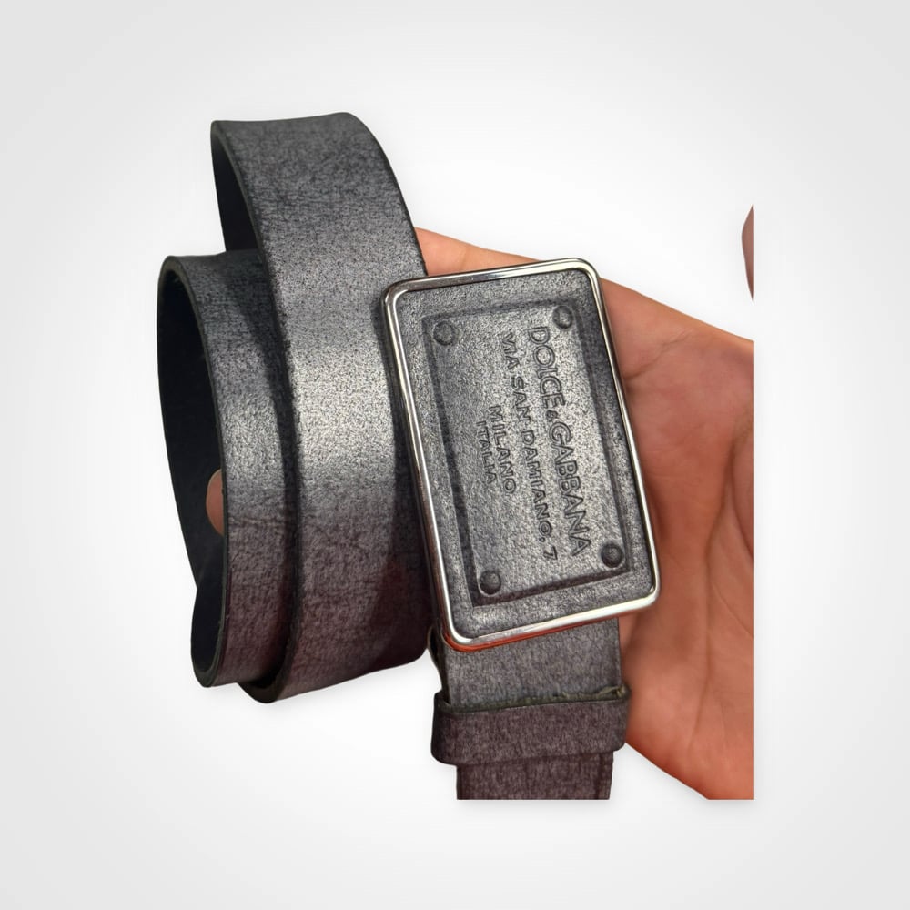 Image of Dolce & Gabbana Leather Plaque Belt