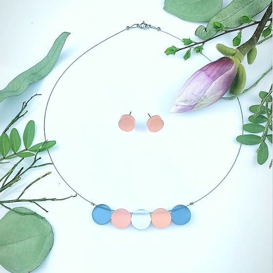 Image of Náhrdelník Circle / šedá-starorůžová-stříbrná