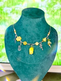 Image 1 of "Golden Bellflower" Yellow Bellflower Chain Necklace 