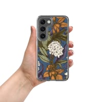 Image 7 of Art Nouveau Inspired Blue, Orange and White Boho Hippie Floral Sketch Clear Case for Samsung®