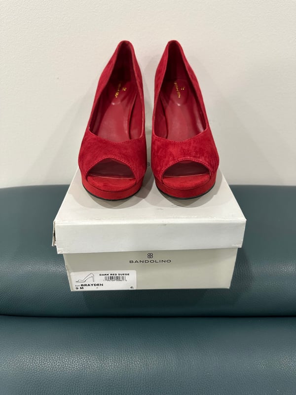 Image of Bandolino Brayden Suede Peep Toe Pumps