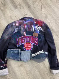 Image 2 of CUSTOM PAINTED DETROIT PISTONS CROP BLAZER