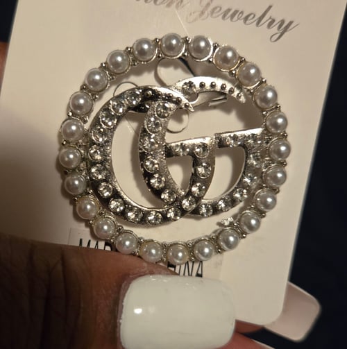 Image of Brooch- Silver Bling & Pearls