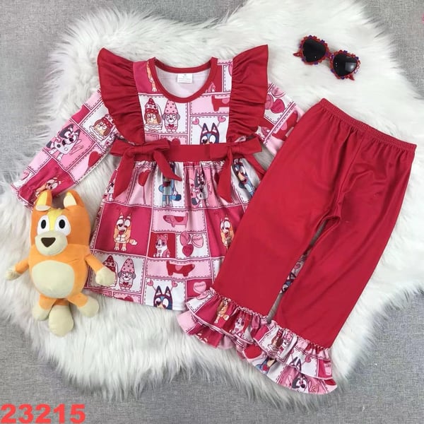 Image of Red pink bluey bday 2pc set 