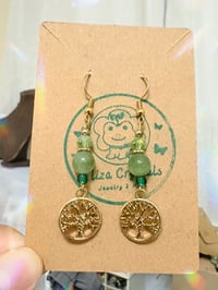 Aventurine Golden Tree Dangle Earrings