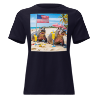 Image 2 of Women's Relaxed T-Shirt Hippos On The Beach