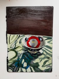 Japanese bowl on floral fabric