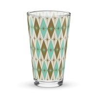 Image 1 of Starlite Drive Aqua & Gold Diamond 16oz. Pint Glass