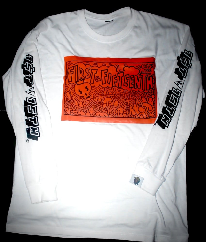 Image of White 1st & 15th Long Sleeve Work Tee