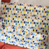 Image 3 of Rust cordoroy tote bag with geometric lining