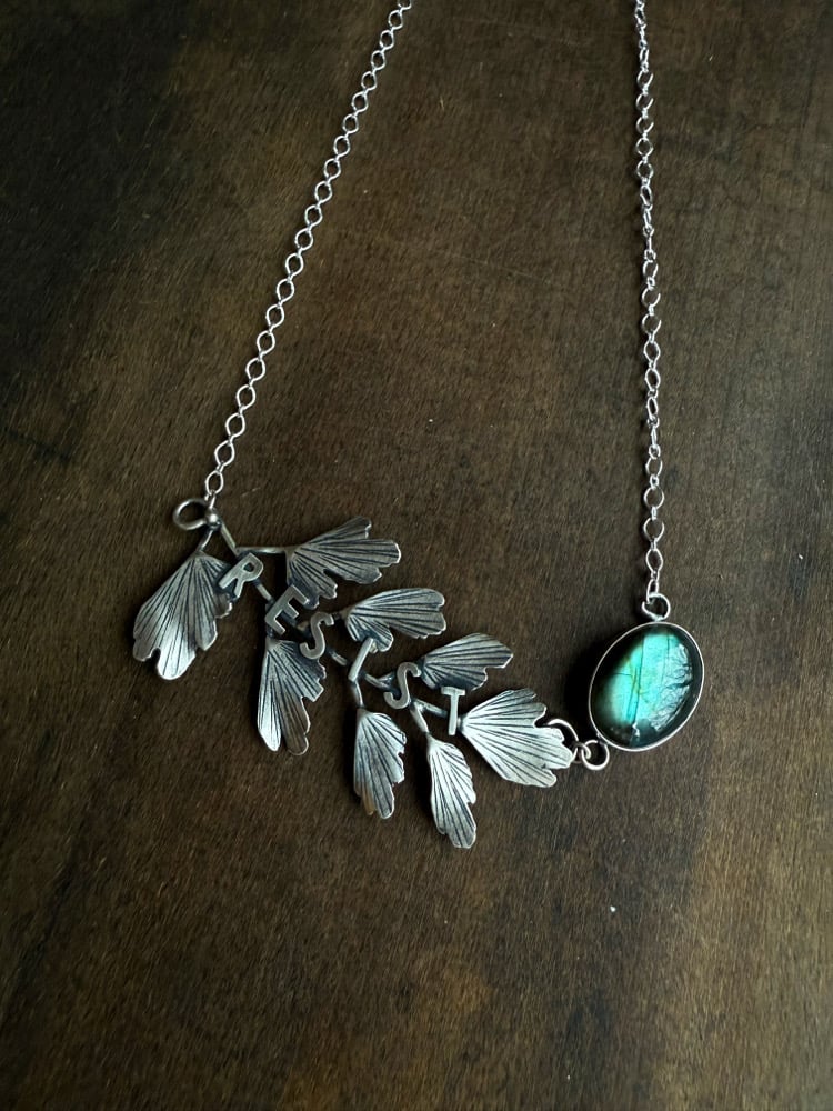 Image of Maidenhair Fern Labradorite "Resist" Statement Necklace