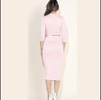 Image 2 of Solid Crop Top & Midi Skirt Set Dusty