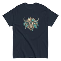 Image 3 of Unisex classic tee, Turquoise and Brown Skull Tee, Western