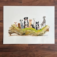 ORIGINAL ARTWORK - Twelve Dogs on a Log - 50x37cm