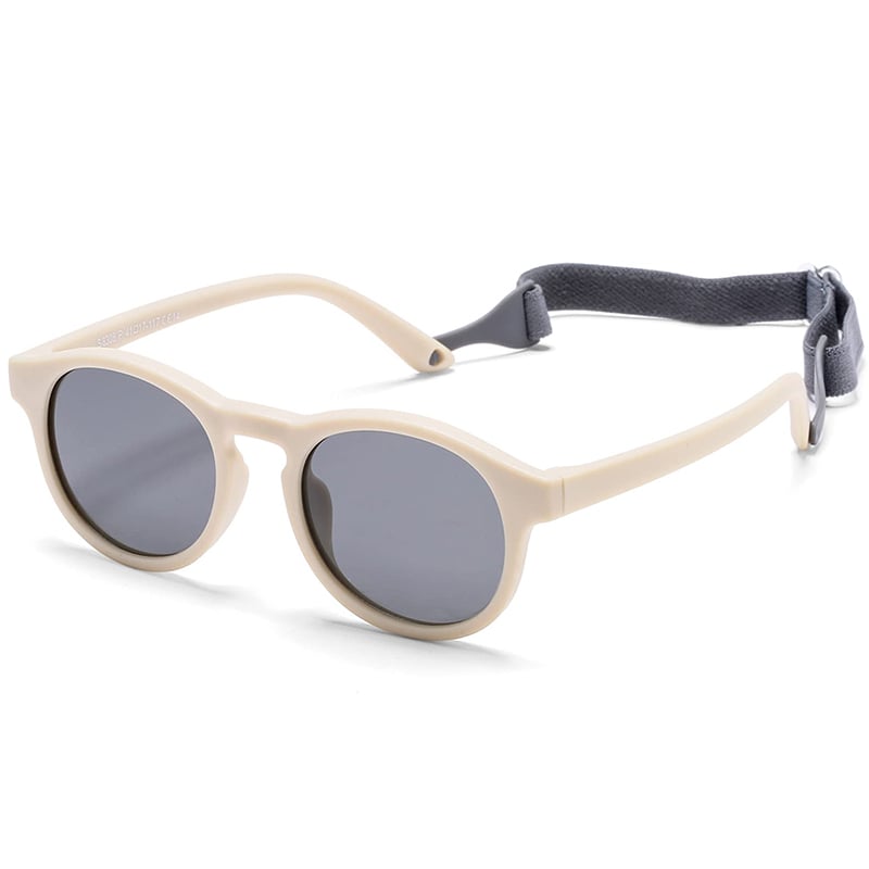 Image of 0-3 Years Newborn Fashion Baby's First Sunglasses with Strap Round Flexible UV400 Polarized Infant S