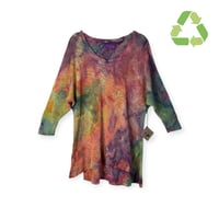 Image 1 of ♻️ UPCYCLED XS/S Cotton Blend Spring Sweater in Bright Overdye Ice Dye