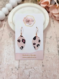 Image 1 of Mini Pink Leopard Petal Earrings